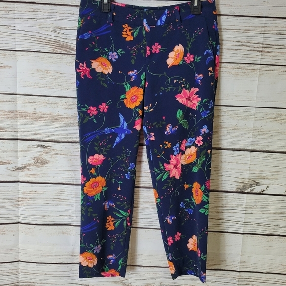 Old Navy Harper Pants Size 6 Navy Floral - Picture 2 of 6